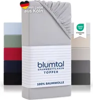 Blumtal® Basics Spannbettlaken Topper 140x200cm Jersey -  es Spannbettuch - Moonlight Grey - Grau