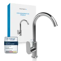 Bächlein Universal Küchenarmatur Chrom – Spültischarmatur mit 360° schwenkbarem Auslauf, moderner Wasserhahn für die Küche