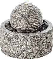 Dehner Gartenbrunnen Bern inkl. LED-Beleuchtung, warmweiß, Ø 42 cm, Höhe 45 cm, Granit, grau/weiß
