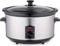 alpina Slow Cooker 3,5L Multikocher mit Warmhaltefunktion - Keramik-Innenpfanne und Glasdeckel - 240W - Edelstahl