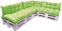 Vankúše na záhradný nábytok 7 ks 120x80 podsedák / chrbtový vankúš 120x40cm | sada vonkajších vankúšov na palety | paletový vankúš svetlozelená