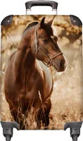 NoBoringSuitcases.com® Kufr Příruční zavazadlo Trolley Rolling suitcase Malý cestovní kufr na 4 kolečkách - Horse - Nature - Brown - Girls - Cabin Size &lt; 55x40x23 cm &amp; 55x40x20 cm - Foto kufr - Cabin suitcase - Board luggage - Dětský kufr - Dětský vozík.