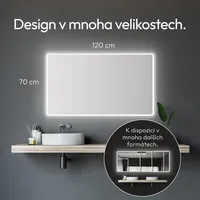 Koupelnové zrcadlo s osvětlením TALOS Moon LED koupelnové zrcadlo 120x70 cm - odolné proti vlhkosti díky hliníkovému rámu - barva světla neutrální bílá
