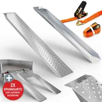 ONBEST Auffahrrampen | 2er Set | inklusive Spanngurte | 400 kg belastbar | 1,5mm Stahl | 22,5 x 160 cm (B x T)