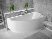 BADLAND Eckbadewanne Badewanne Praktika RECHTS 140x70 mit Ablaufgarnitur und Füßen GRATIS ohne Verkleidung