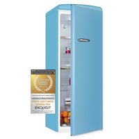 Exquisit Retro Vollraumkühlschrank RKS325-V-H-160E taubenblau | Nutzinhalt: 225 L | Ohne Gefrierfach