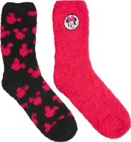 Disney Minnie Mouse Kuschelsocken für Damen warme Socken Winter Frauen Rot/Schwarz (2er Pack), Größe:35-38
