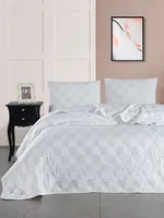 L'Essentiel Linge de Maison, Kareli Saten - White, Weiß, Gestepptes Tagesdecken-Set für King-Size-Betten (FR), 70 % BAUMWOLLE / 30 % POLYESTER (Bezug) /, 240 x 220 cm