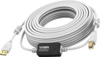 Vision Weißes USB 2.0-Kabel 15m, 15 m, USB A, USB B, USB 2.0, 480 Mbit/s, Weiß