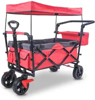Varan Motors - FW005 Faltbarer Bollerwagen mit Dach, gebremst und faltbar, 122x55x109cm, max. 90kg Transportwagen Klappwagen Strandwagen mit Bremsen