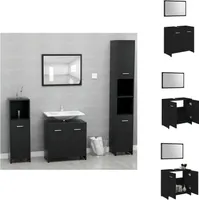 vidaXL Badmöbel-Set Schwarz Holzwerkstoff -  Badezimmermöbel-Sets
