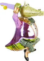 BRUBAKER Krokodil Mann Weihnachtskugel aus Glas - Handbemalt - Alligator Gentleman Christbaumschmuck Lustig - Christbaumkugel Figuren Weihnachtsdeko