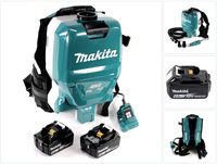 Makita DVC 265 GXU Akku Rucksackstaubsauger 36 V (2x 18 V) Brushless + 2x Akku 6,0 Ah - ohne Ladegerät