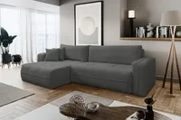 VENASI CLOUD Universell Ecksofa mit Schlaffunktion und Bettkasten Boucle Dunkelgrau Schlafsofa Eckcouch Sofa