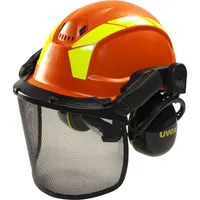 Sicherheitshelm mit Nackenschutz Forsthelm Schutzhelm Orange Helm Bauhelm F111 