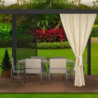 Gartenvorhang 1 Stück 155x240cm, Garten Vorhang Beige, Terrasse Vorhang, wasserdichter Außenvorhang, Balkon Vorhang, Außenvorhang