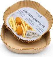 Airfryer Antihaft Backpapier formstabil 20 x 20 cm - 150 Stück - Einweg Papierschalen für die Heißluftfritteuse - Einlegepapier Backform auslaufsicher