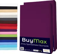 DOPPELPACK Spannbettlaken Jersey 100% Baumwolle Spannbetttuch in Farbe Aubergine, Größe 200 x 200 cm