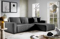L-förmig Ecksofa PARYS Couch mit Schlaffunktion + Stauraum Sofa 290cm Wohnzimmer (Stoff: poso 34 - dunkelgrau)