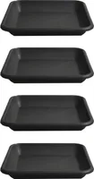 4er Set Blumentopf Untersetzer Eckig 17x17cm Pflanztopf Blumenkübel Schale Kunststoff Pflanzkasten Pflanzschale Anthrazit