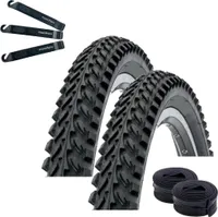 2 x Kenda K-898 26" MTB Fahrradreifen Schwarz 50-559 (26 x 1.95) + 2 passende AV Schläuche inkl. maxxi4you Reifenheber