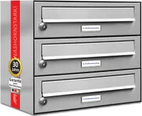 3er Edelstahl Briefkasten Anlage 3 Fach Wandbriefkasten Postkasten