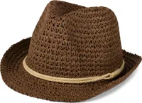 styleBREAKER Trilby Hut in leichter Häkel Optik mit Zierband und Krempe, Sonnenhut, Papierhut, Strohhut, Uni 04025026