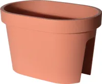 Balkon Geländer Blumentopf oval - terracotta / 40 cm - Geländer Pflanztopf Blumenkasten zum Einhängen - Blumen Pflanz Kasten Topf zum Hängen