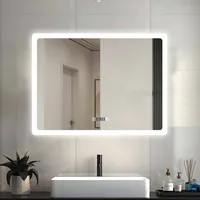 LED Badspiegel 70×50cm Wandspiegel mit Uhr, Touch, Beschlagfrei Badezimmerspiegel mit Beleuchtung Lichtspiegel IP44 Kaltweiß energiesparend