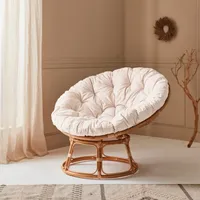 sweeek - Papasansessel aus Rattan mit Kissen Ø113cm - Natur