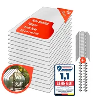 Gewächshausplatten 14 Stück 4mm Doppelsteg Polycarbonat Platten Hohlkammerplatten Stegplatten 700g/qm UV-Beständig + Klammern