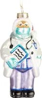 BRUBAKER Dr. Weihnachtsmann Weihnachtskugel aus Glas - Arzt Doktor mit Mundschutz und Weihnachtsmütze - Christbaumschmuck Handbemalt - Baumkugel