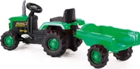 Dziecięcy traktor na pedały z bocznicą, zielony