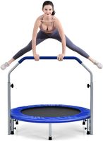 GOPLUS φ101cm Fitness-Trampolin mit Haltegriff 4-Fach höhenverstellbar, klappbar Indoortrampolin bis zu 150kg, Trampolin für Jumping Fitness für Erwachsene &Kinder