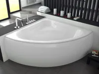 Eckbadewanne, Badewanne Mia 140x140 mit Schürze , Ablaufgarnitur und Füßen