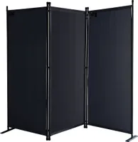 Paravent 3 Teilig 170 x 165 cm Stoff Raumteiler Trennwand Balkon Sichtschutz Stellwand Faltbar Schwarz