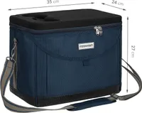 anndora Kühltasche mit schwarzem stabilen Deckel - Blau Hahnentritt Muster - langer Gurt  - Hahnentritt