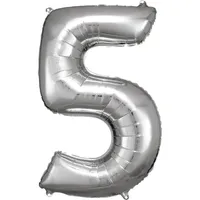 Balon foliowy numer 5 srebrny 58x88cm