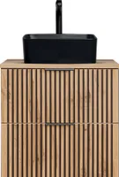 Waschtisch Unterschrank 60 cm mit Aufsatzwaschbecken schwarz matt XANTEN-56 in anthrazit mit Eiche Nb. schwarz gerillt, B/H/T: ca. 60,6/72,2/46,5 cm