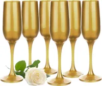 GLASMARK® Gold Sektgläser 6-Set 200ml Große (max. 220ml) 6 Stück Champagner-Gläser Prosecco Champagnergläser  - Hochwertige Qualität