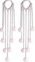 1 Paar Damen-Ohrringe, Kunstperlen, Quasten, Schmuck, böhmische Kunstperlen, baumelnde Ohrringe für Hochzeit-Silber