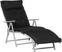 Outsunny Sonnenliege mit Kissen, Klappbare Strandliege, Gartenliege, 7-stufig verstellbare Rückenlehne, Relaxliege, Metall, Textilene, Schwarz, 137 x 63,5 x 100,5 cm