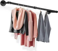 Jopassy Kleiderstange Garderobenstange Garderobe Halter Kleiderständer Metall Schwarz Wand mit 24 Haken, 92x30cm Schwerlast Wandmontage im Industrie-Design
