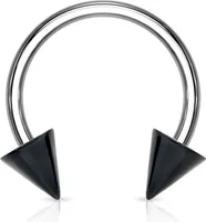 viva-adorno Universal Hufeisen Piercing Chirurgenstahl 316L UV Spitzen Septum,Lippe,Augenbraue,Nase Z305,schwarz