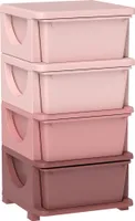 HOMCOM Schubladenschrank für Kinder mit Stauraum Aufbewahrungsboxen Spielzeug-Organizer Spielzeugkiste vier Ebene für Kinderzimmer 3-6 Jahre