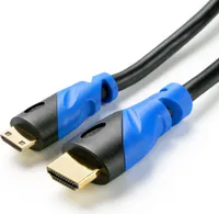 MiniHDMI auf HDMI 2.0 Kabel, 5 m, schwarz/blau