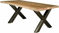 Esstisch Massivholz Baumkantentisch X-Beine 220 cm