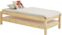 Stapelbett RINO 90x200 cm 2er Set in weiß aus Kiefer Massivholz, Kinderbett mit Gästebett aus massivem Holz, platzsparendes Stapelliege Massivholzbett