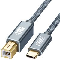 AdroitGoods Usb-C zu Usb-B Kabel - Drucker Kabel - 3 Meter - Grau