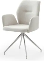 SalesFever Armlehnstuhl | 180° Drehfunktion | Bezug Strukturstoff | Gestell Edelstahl | B 60 x T 62 x H 89 cm | creme – silbern